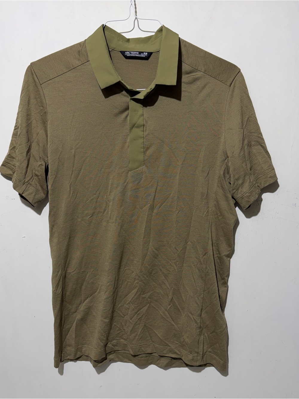 Arc'teryx Men's Merino Wool Tech Polo Shirt Olive Green Size M